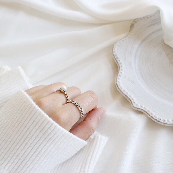 Stacking Vintage Style Sterling Silver Pearl Rings - Picture 3 of 7